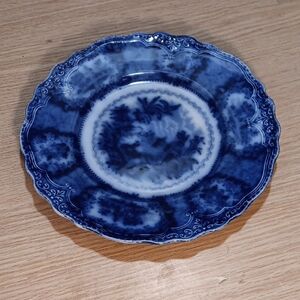 Vintage Blue and White Flow Blue "NEW WHARF POTTERY" ENGLAND Antique 1902.